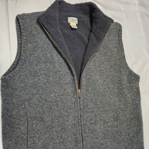 LL Bean Lambswool Vest Men L Sherpa‎ Lined Full Zip Gorpcore Hiking Guide Trail - Picture 1 of 5
